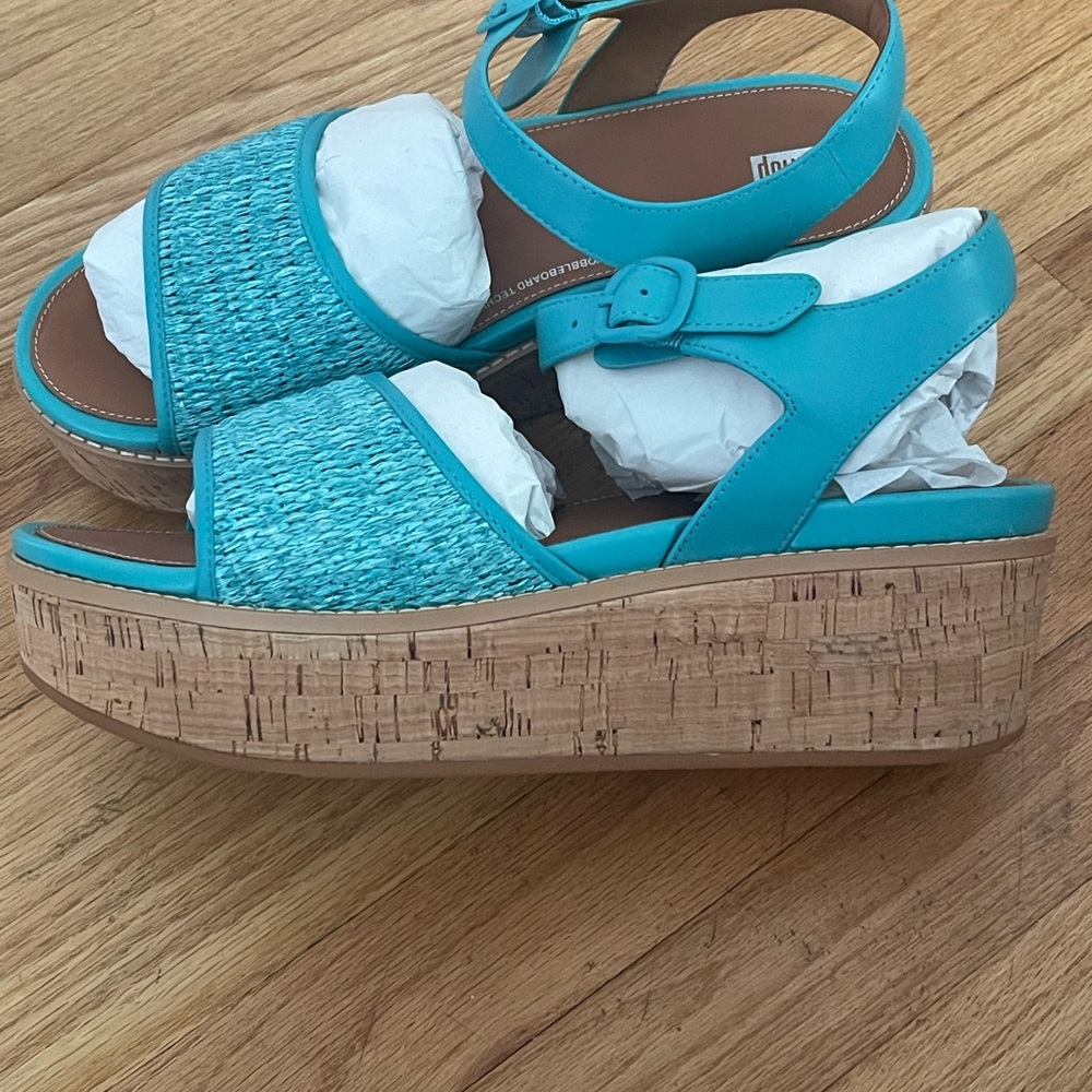 Fitflop Aqua Blue Platform Sandals